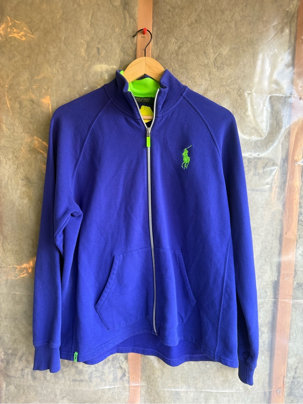Polo by Ralph Lauren Royal Blue Full-Zip Jacket with Neon Green Logo